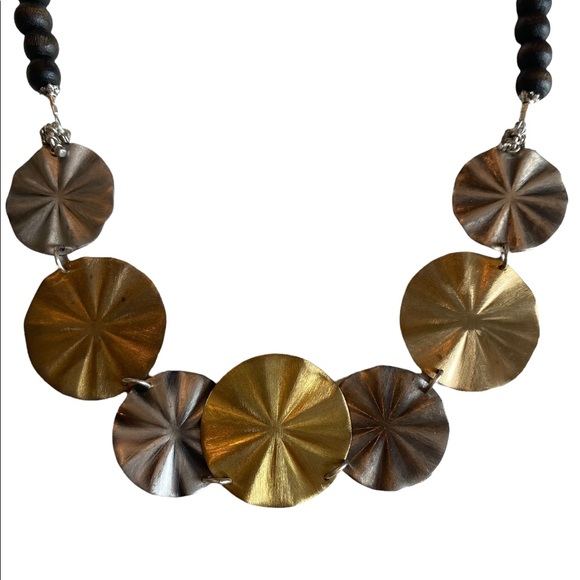 Silver and Gold Tone Medallion Necklace - Picture 2 of 4